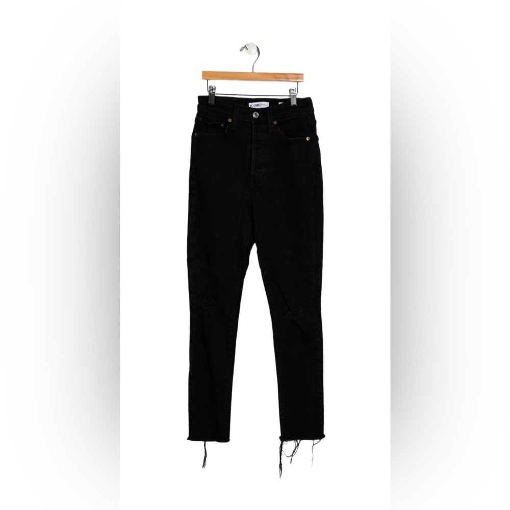 Re/Done Black Ripped Skinny Jeans